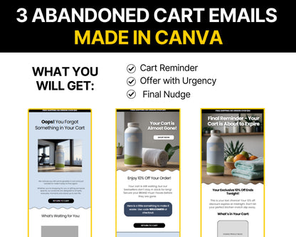 Abandoned Cart Email Template (Recover Lost Sales) | Canva Email Flow